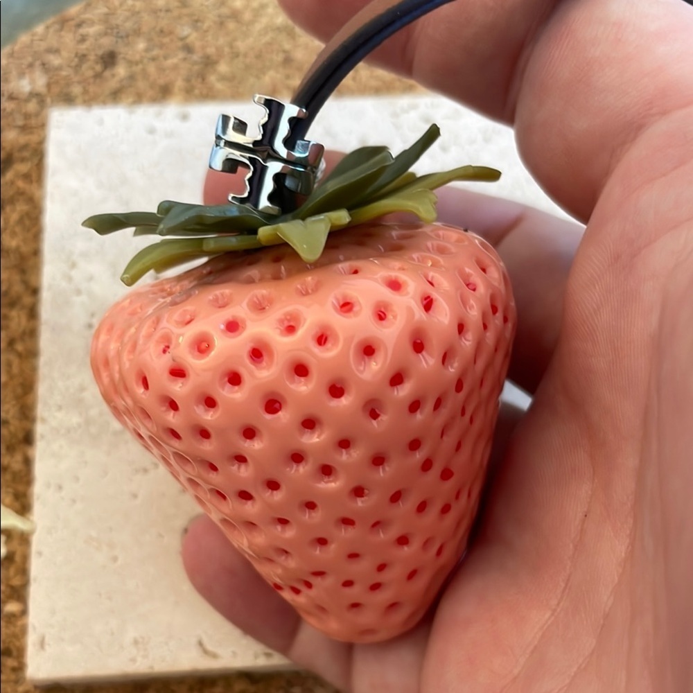 Tory Burch Strawberry Bag Charm Whimsical Novelty Designer Keychain Accessory - Picture 2 of 6